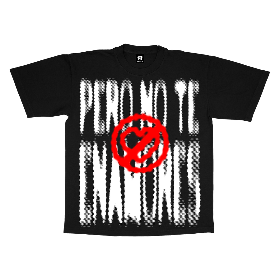 PNTE BLURRY HEART  -  BLACK S/S TEE