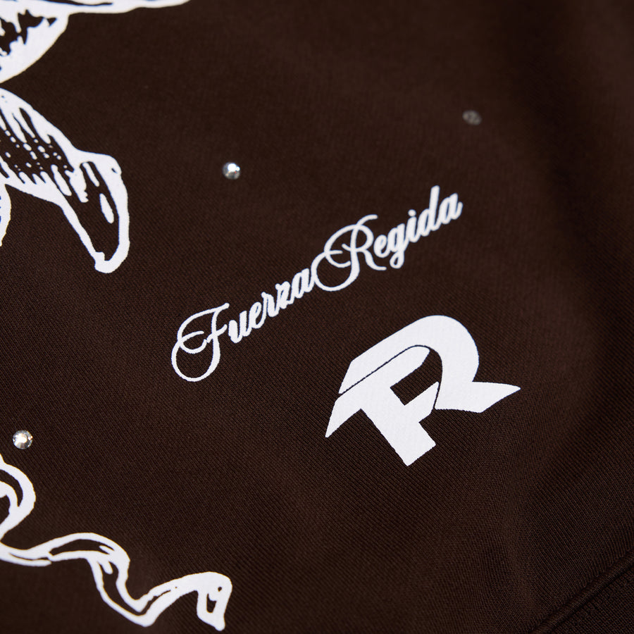 ANGELITOS  RHINESTONE - ZIP HOODIE BROWN
