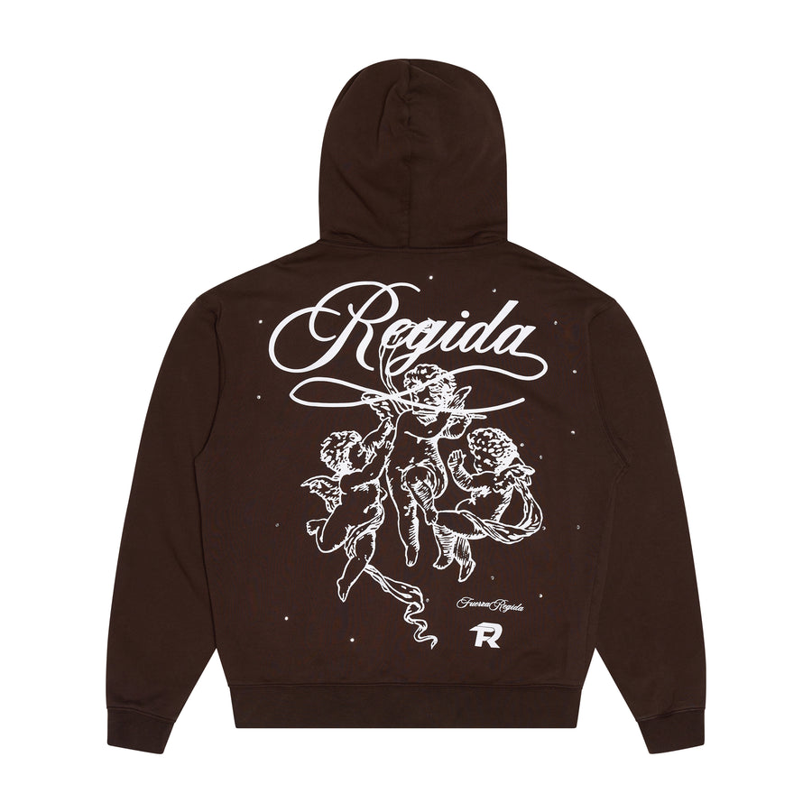 ANGELITOS  RHINESTONE - ZIP HOODIE BROWN