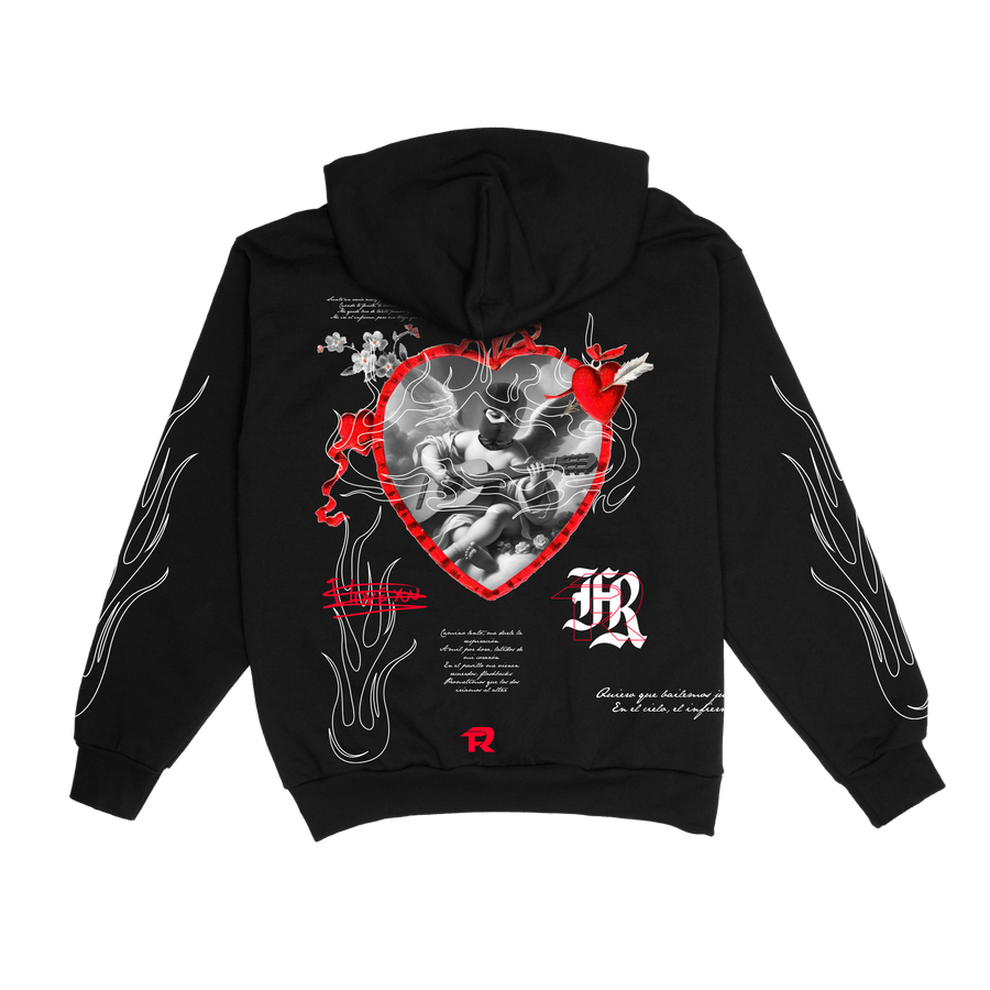 LOVE FLAMES HOODIE - BLACK