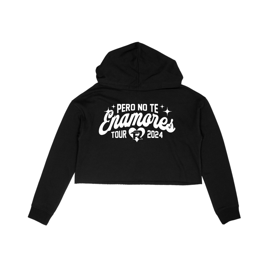 NO TE ENAMORES CROPPED HOODIE - BLACK