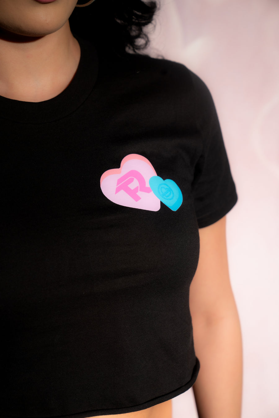 CANDY HEARTS   - BLACK BABY TEE