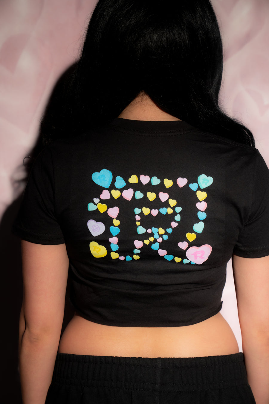 CANDY HEARTS   - BLACK BABY TEE