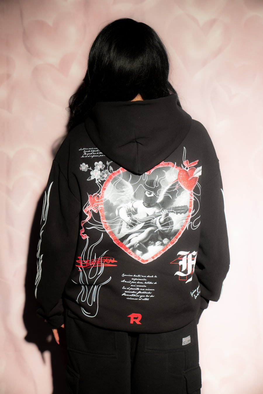 LOVE FLAMES HOODIE - BLACK