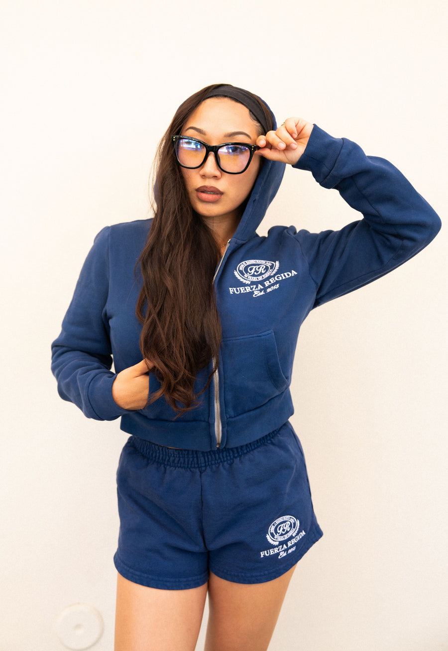FR LEAGUE- CROPPED HOODIE NAVY
