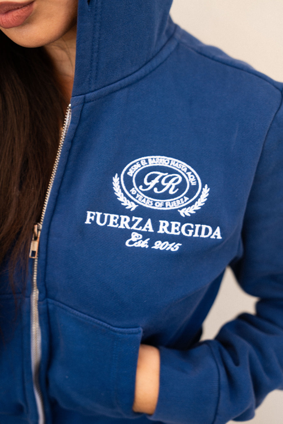 FR LEAGUE- CROPPED HOODIE NAVY