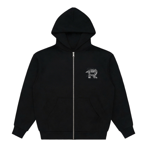 ESSENTIALS STONE - ZIP HOODIE BLACK – FUERZA REGIDA