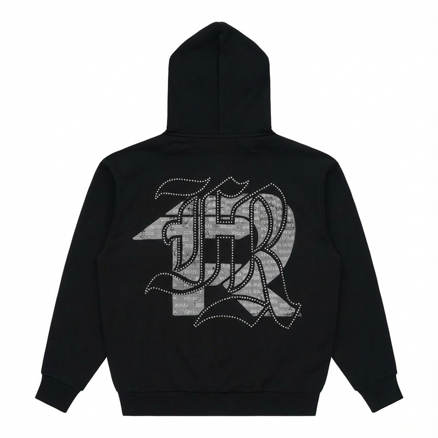 ESSENTIALS STONE - ZIP HOODIE BLACK – FUERZA REGIDA